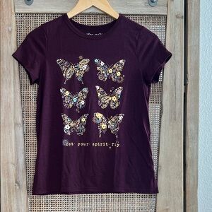 💚💚BUY 3 for $15💚💚💚 Mudd Purple Butterfly Tee - Short Sleeve